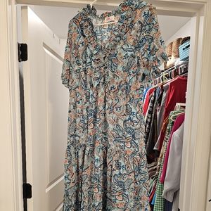 Crepe mertle large dress blue paisley
